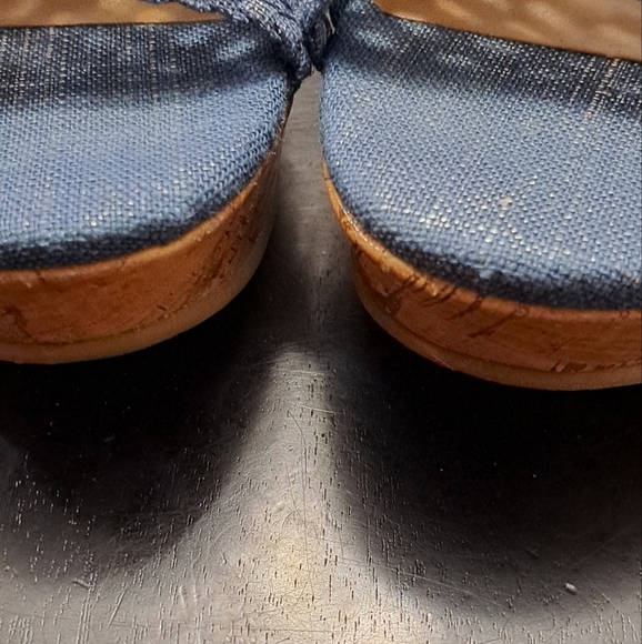 Mudd Blue Perforated Cork Wedge Sandal    Size 8.5 - Picture 3 of 13